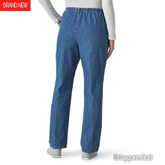 Cotton Pull-On Pants Elastic Waist Relaxed Fit Women's Casual Wear - Picture 3 of 7